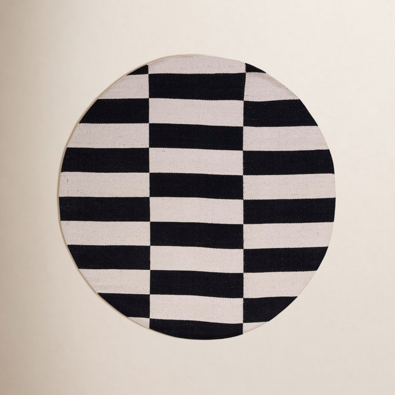 Alvana Cotton Geometric Indoor Rug, Round 6'
