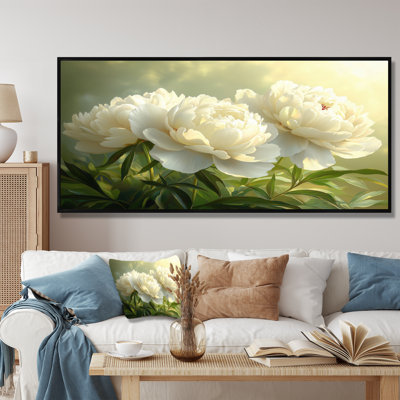 Pétale blanche, sérénité des pivoines, coucher de soleil II - pivoines, art mural encadré