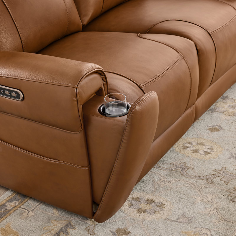 Canapé inclinable électrique en cuir Winslow, Selle de cuir