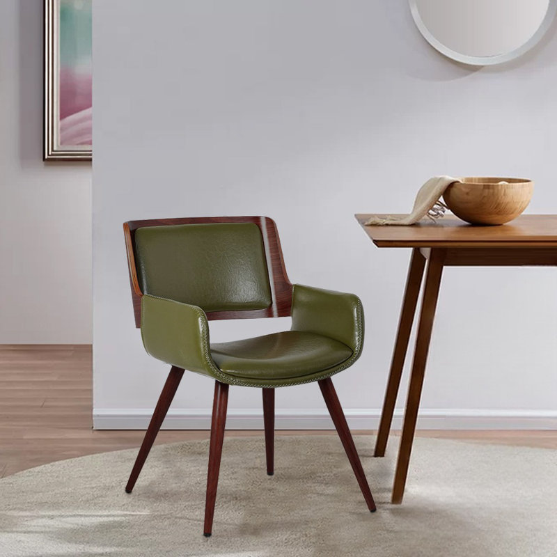 Nunda Faux Leather Mid-Century Dining Chair, Olive Green