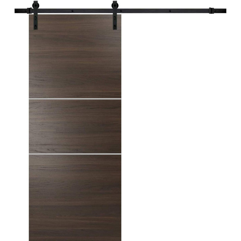 Porte de grange à panneaux en bois, Chocolat cendré / noir, 24 po x 84 po
