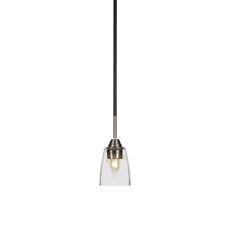 Luminaire suspendu Lindel Paramount, fini noir mat et nickel brossé avec verre carré de 4,5 po, Bulle transparente