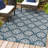 Amora Traditional Mediterranean Tile Design Navy/Cream Indoor/Outdoor Rug-135048147