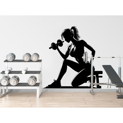 Adhésif mural fille gymnase Power Fitness femmes Squat Decor Workout Art vinyle autocollants muraux de gymnastique de chambre à coucher