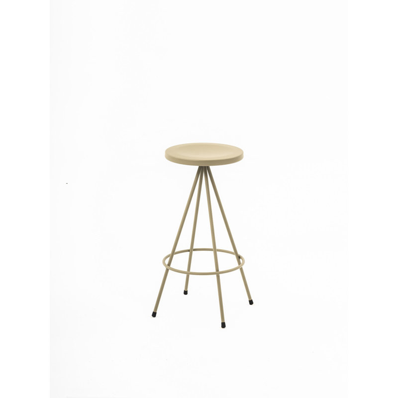 Anakie Powder Coated Steel Outdoor Stool, Olive Grey