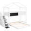 Charmant lit simple superposé au dessus d'un lit double avec rangement et tableau blanc-731207324-731207325