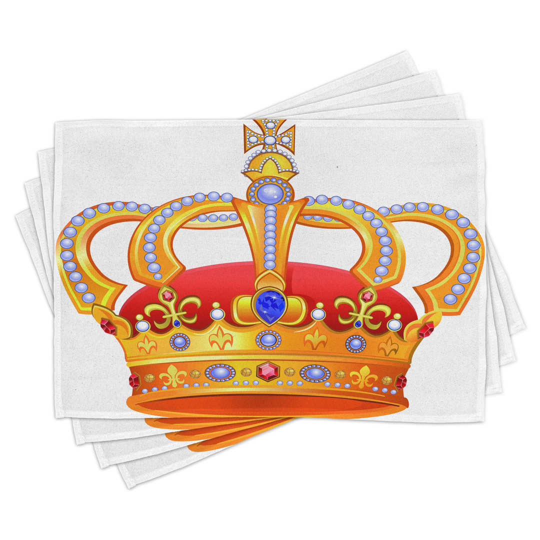 Platzdeckchen 4er-Set, Majestic Royal Sign Crown, Ringelblume Orange