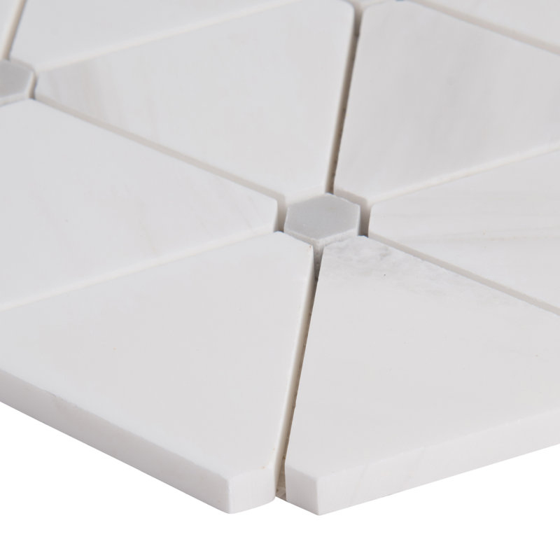 Calabria Frost Pinwheel 12 in. x 14 in. Polished Marble Mosaic Floor and Wall Tile