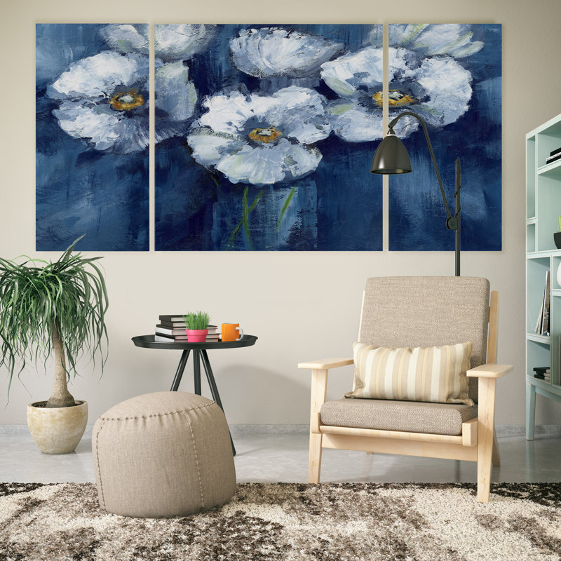 Blooming Poppies - Ensemble d'impressions multiples sur toile, H 40 po x l 80 po x P 1,5 po