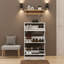 Armoire de rangement pour chaussures compacte avec miroir, organisateur de chaussures en bois à trois niveaux pour maisons et appartements, finition blanche