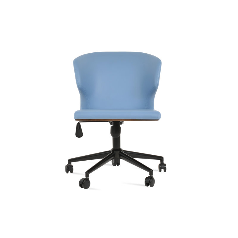 Chaise de bureau Amed, Noir mat, Bleu