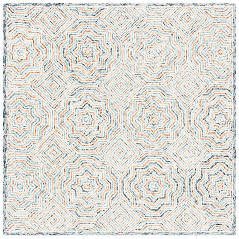 Daly Hand Tufted Wool Geometric Rug, Square 7'