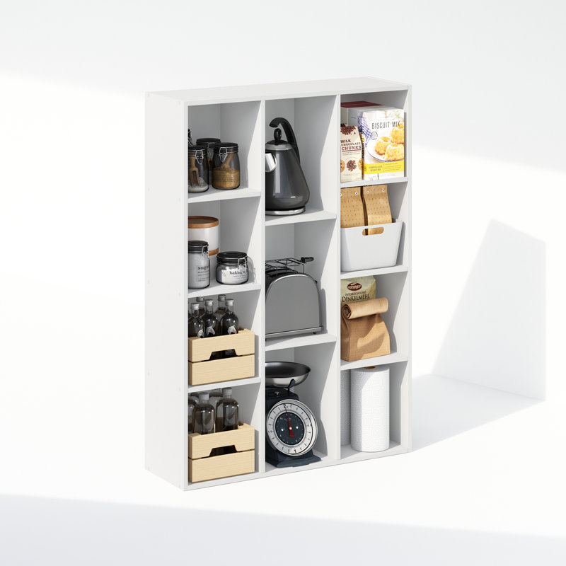 Ebern Designs Reed 11-Cube Reversible Open Shelf Multipurpose Bookcase, Storage Organizer, White