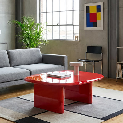 Coffee Table Modern Triangular,dark Red