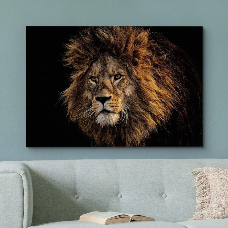 Animaux, safari africain, lion de la jungle sur toile, Toile tendue, H 12 po x l 18 po x P 1,5 po
