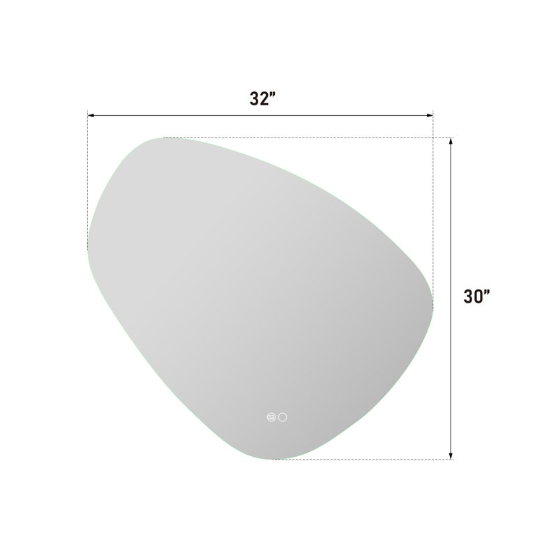 30'' H X 32'' W Wall Mounted Back Light Bathroom Frameless Drop Shape LED Mirror With Anti- Fog And Memory Function