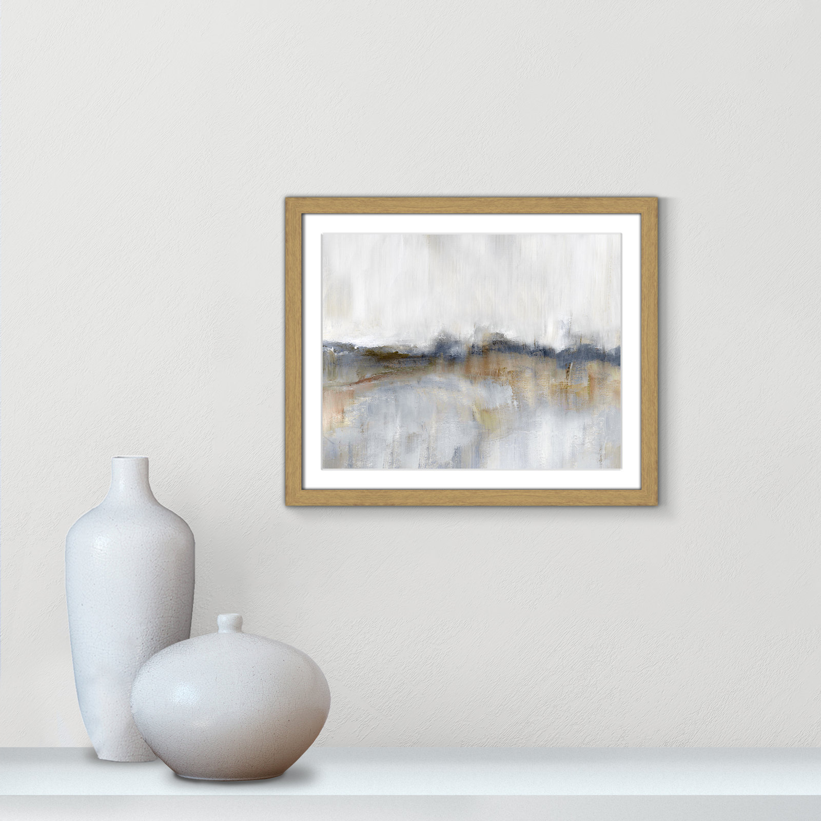 Autumnal Tide by Nan, 16" H x 19" W x 0.75" D, Natural Framed