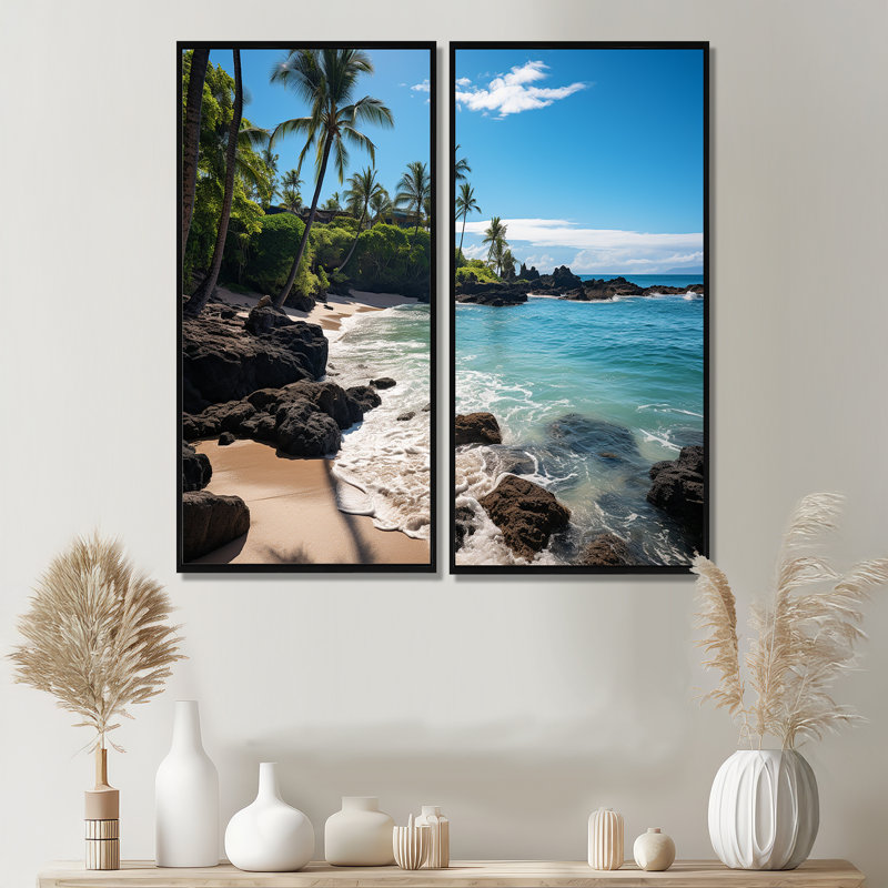 Maui Tropical Dreamscape II - impressions sur toile industrielles grises, Floater Framed Print without Mat, 32" H x 32" W
