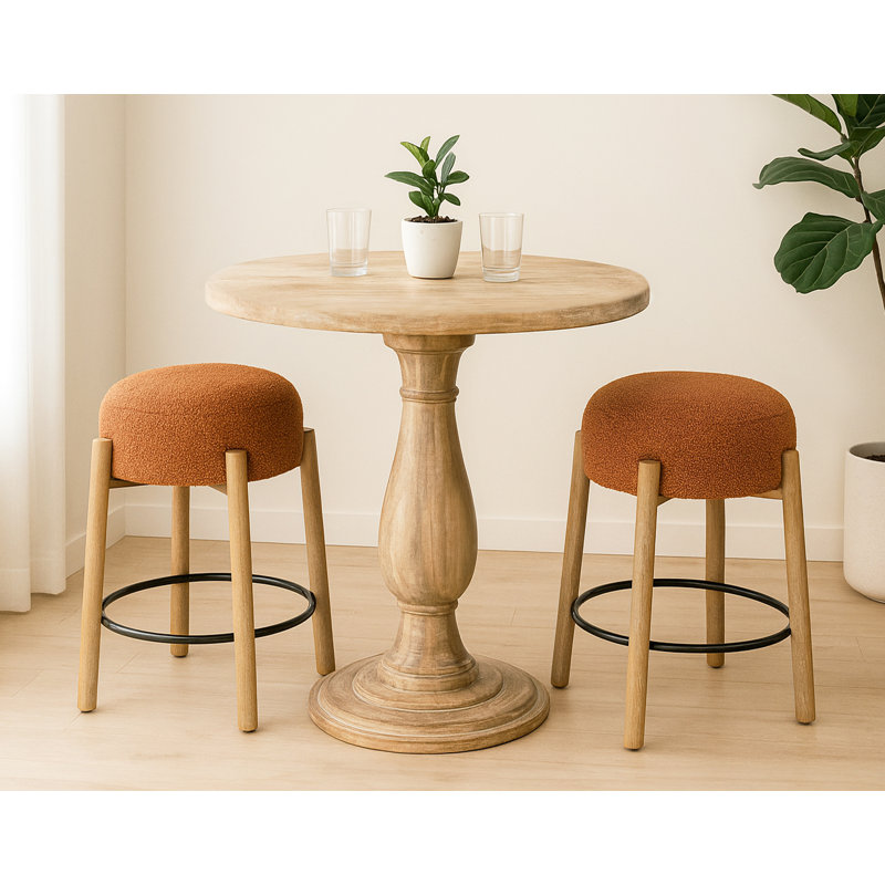 Ensemble de table de comptoir 36 po avec 2 tabourets de comptoir en tissu rouille Jenna Jenna