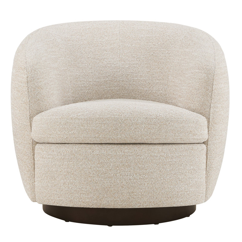 Fauteuil demi-tonneau pivotant rembourré Marcy, Blanc, Black