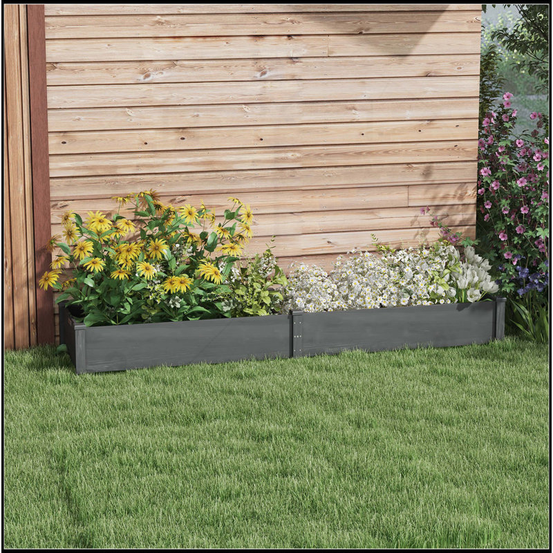 Wooden Raised Garden Bed Kit with 2 Boxes, Grey