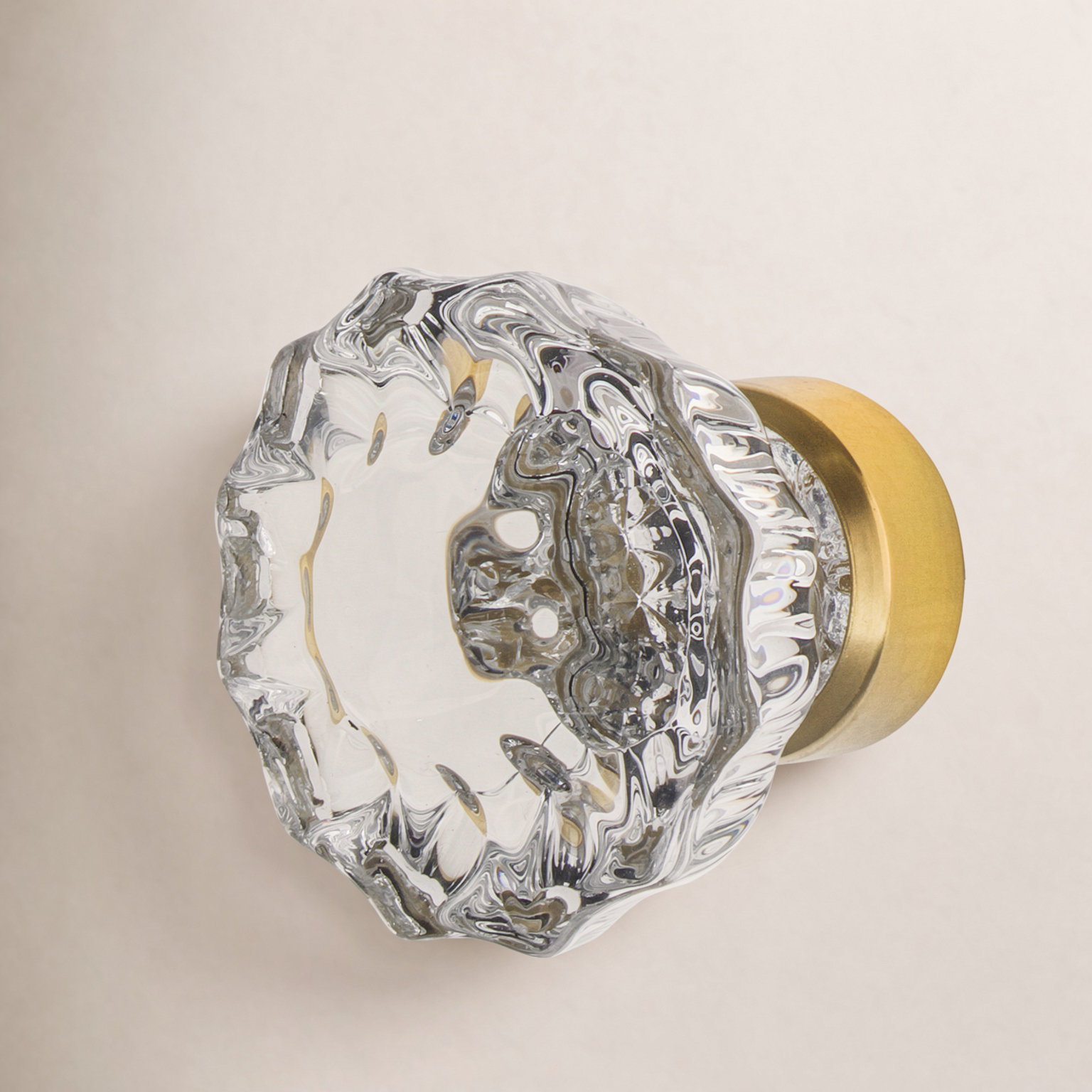 Crystal Geometric Cabinet Knob, Polished Brass
