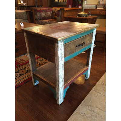 Adelen Solid Wood End Table with Storage