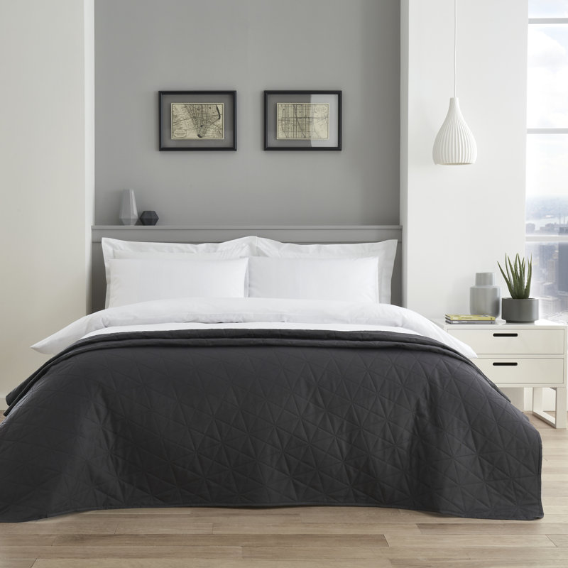 Abstract Bedspread, Dark Grey
