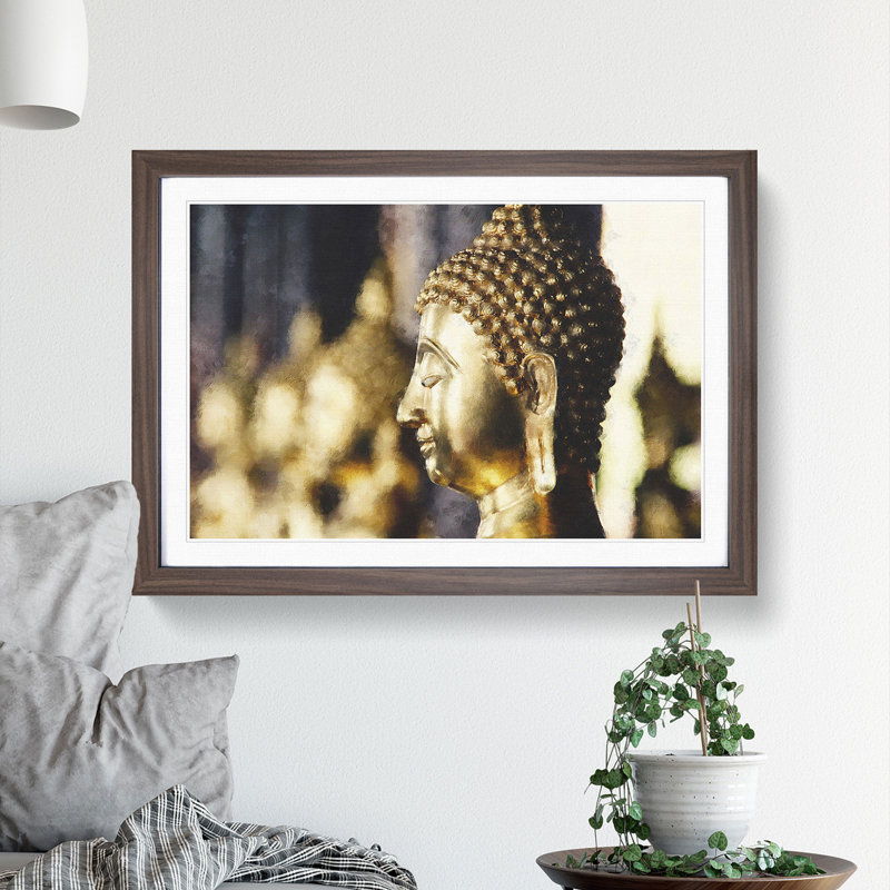 Buddha Statue Vol.5 - Picture Frame Painting, 27cm H x 36cm W x 2cm D, Walnut