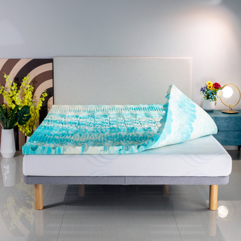 Queen Size Blue Gel Memory Foam Mattress Topper, 2 Inch