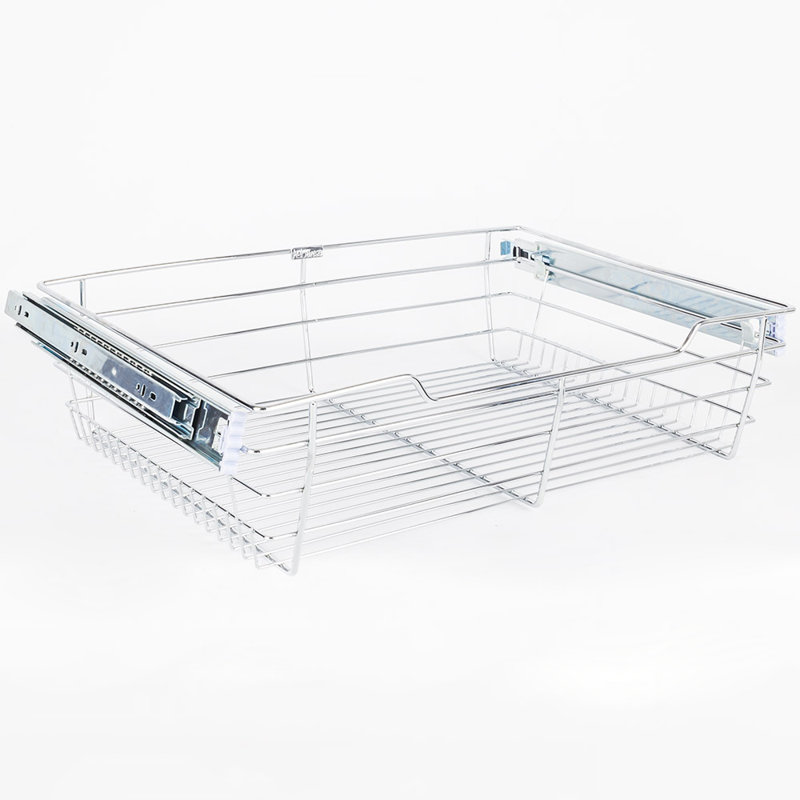 Metal Drawer, Polished Chrome, 6" H x 23" W x 16" D