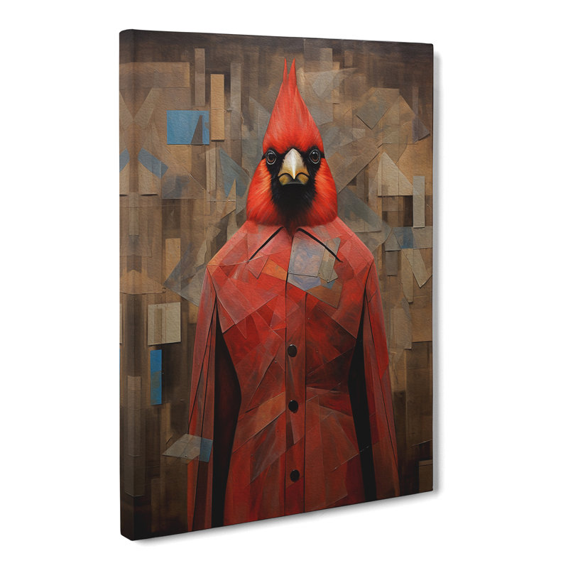 Cardinal Bird Dadaism - Wrapped Canvas Print, 50cm H x 35cm W x 3cm D