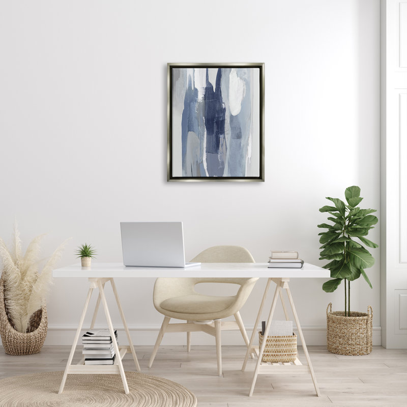 "Layers of Blue and White Abstract mouvements", art mural par Jackie Hanson, H 31 po x l 25 po x P 1,7 po