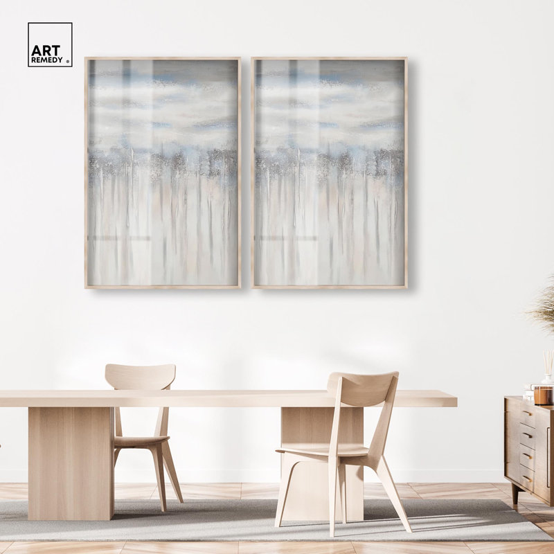 Ensemble de décorations murales bohèmes dorées « Silk Watermark Set Shadowbox Print » par Art Remedy, cadre blanc, 16 x 24