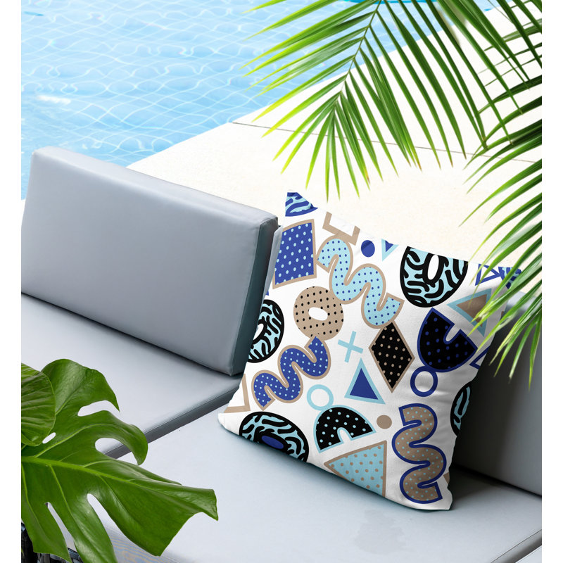 Coussin carré intérieur / extérieur Trixel, Carré 20 po, Bleu marine