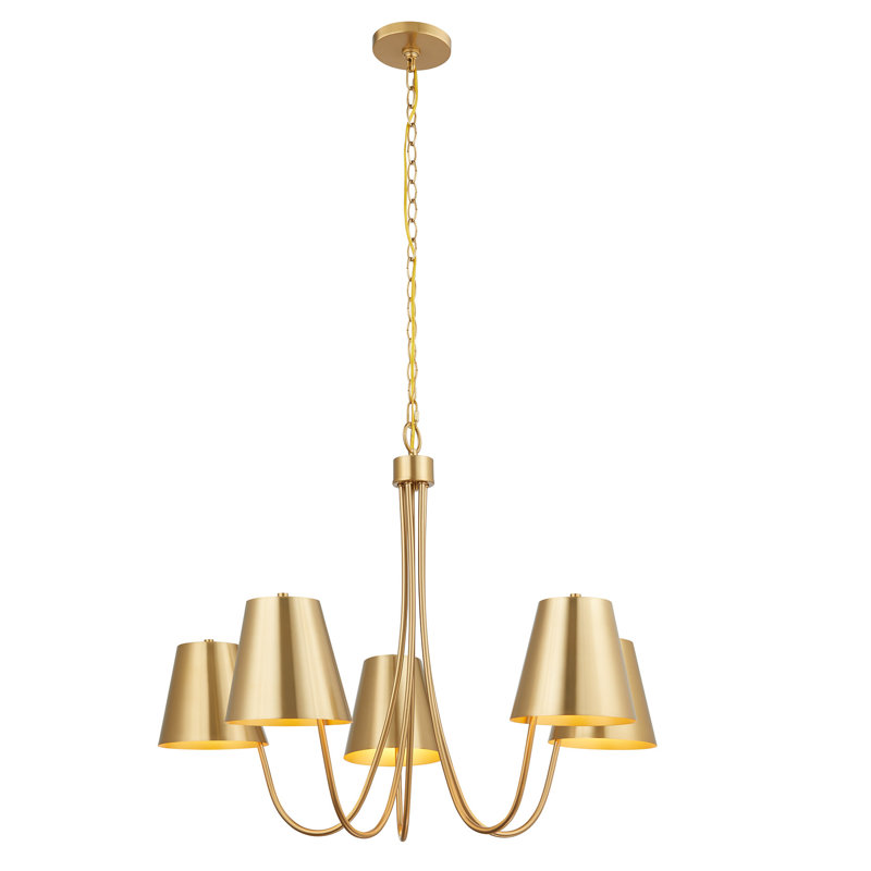Ontonio 5-Light Chandelier in Natural Brass, Natural Brass