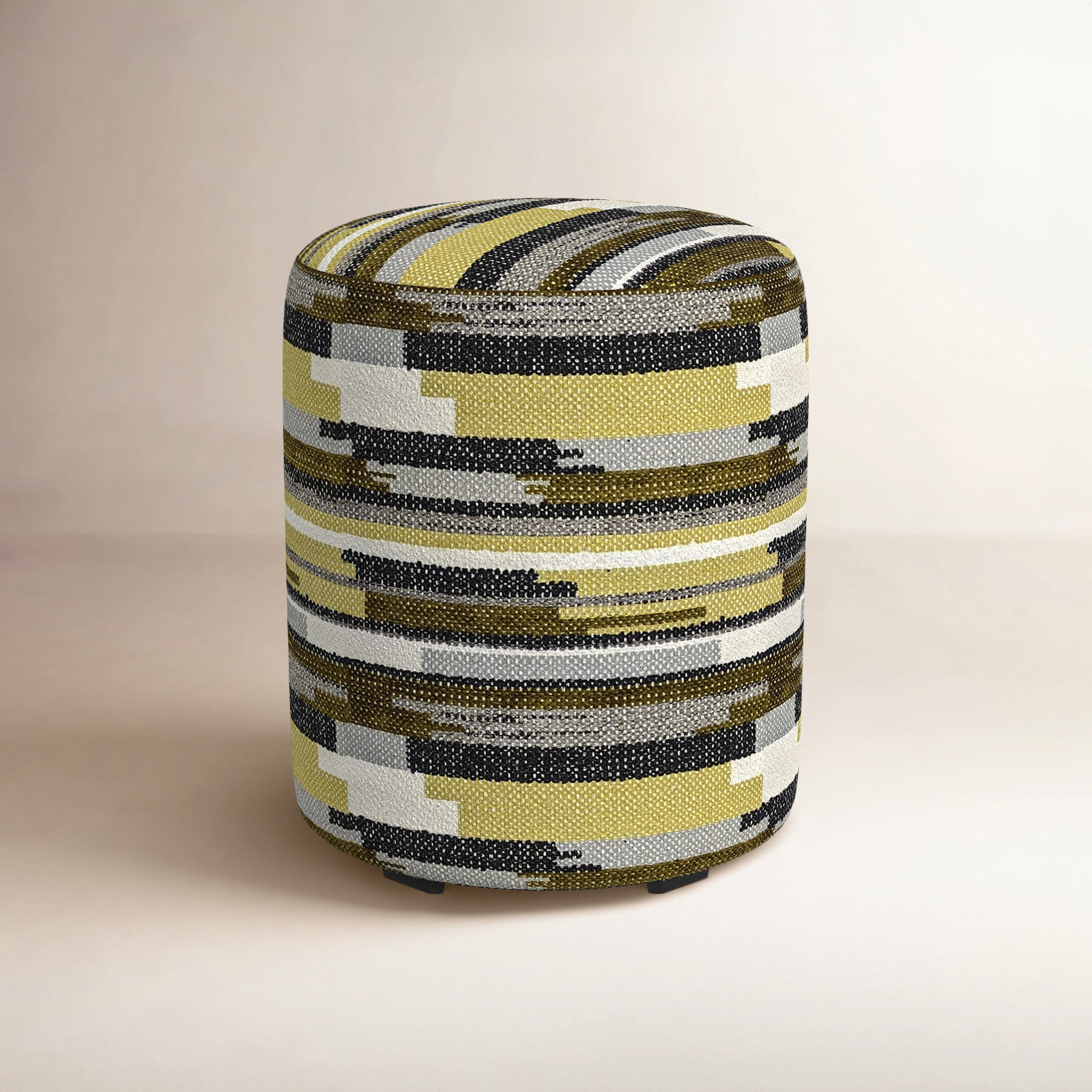 Birchbrook Upholstered Ottoman, Olive Abstract Performance