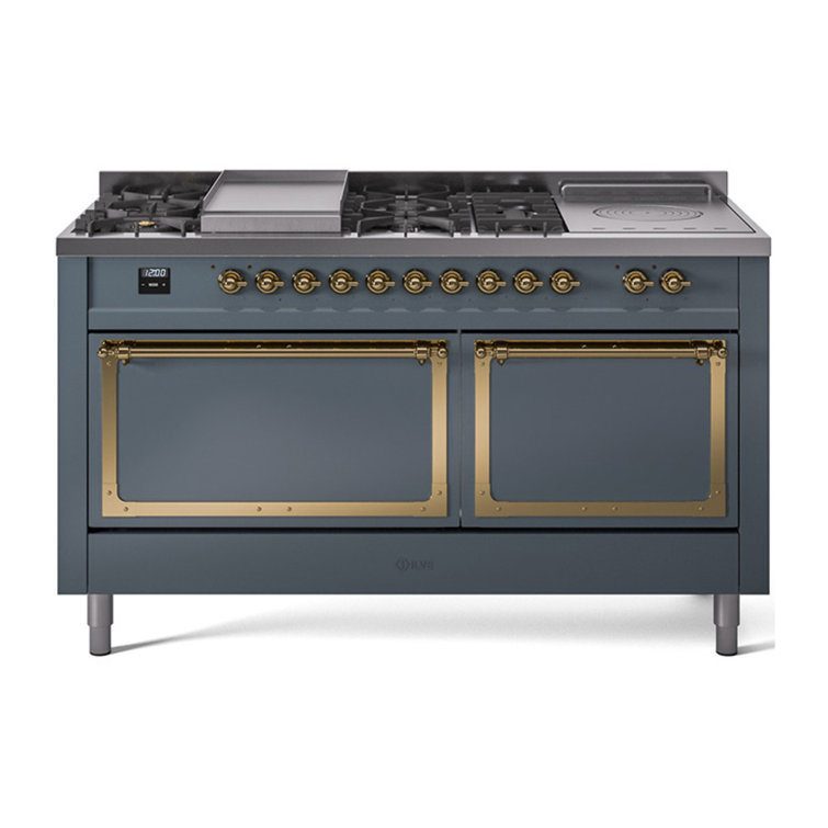 ILVE Nostalgie II Noblesse 60 in Dual Fuel Range 7 Burner, Griddle, Frenchtop