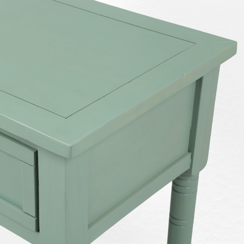 Console Table Traditional Design with Two Drawers and Bottom Shelf, Blue