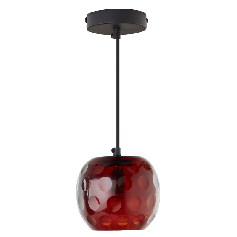 Luminaire suspendu en verre soufflé à la main l 6 po Hilary - George Oliver, Rouge