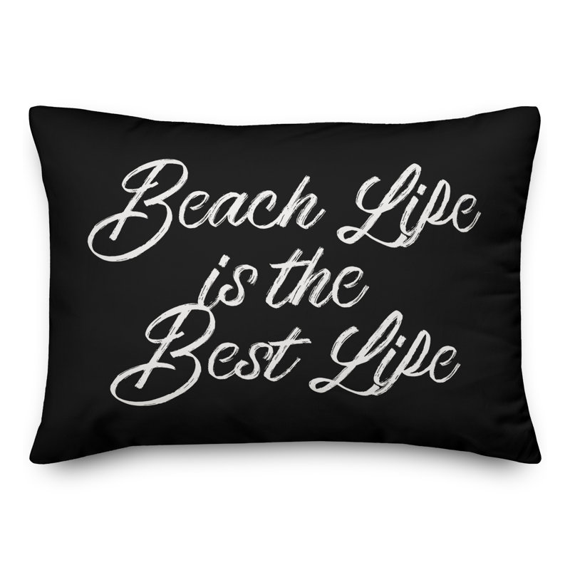 Outdoor Reversible Throw Pillow, 18" H x 25" W, Black