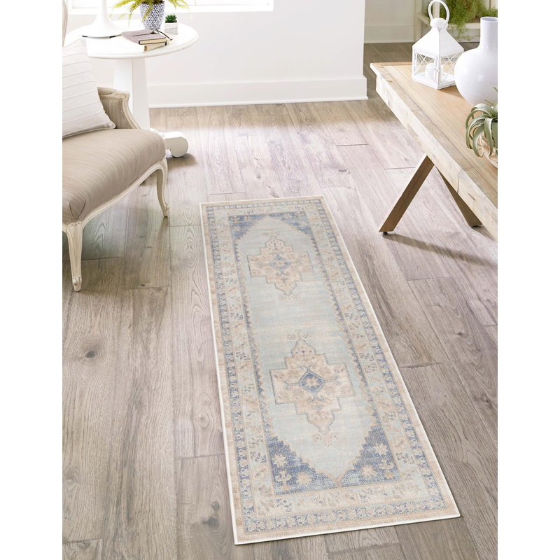 Tapis bleu ciel Parchette, Tapis de couloir 2 pi x 8 pi