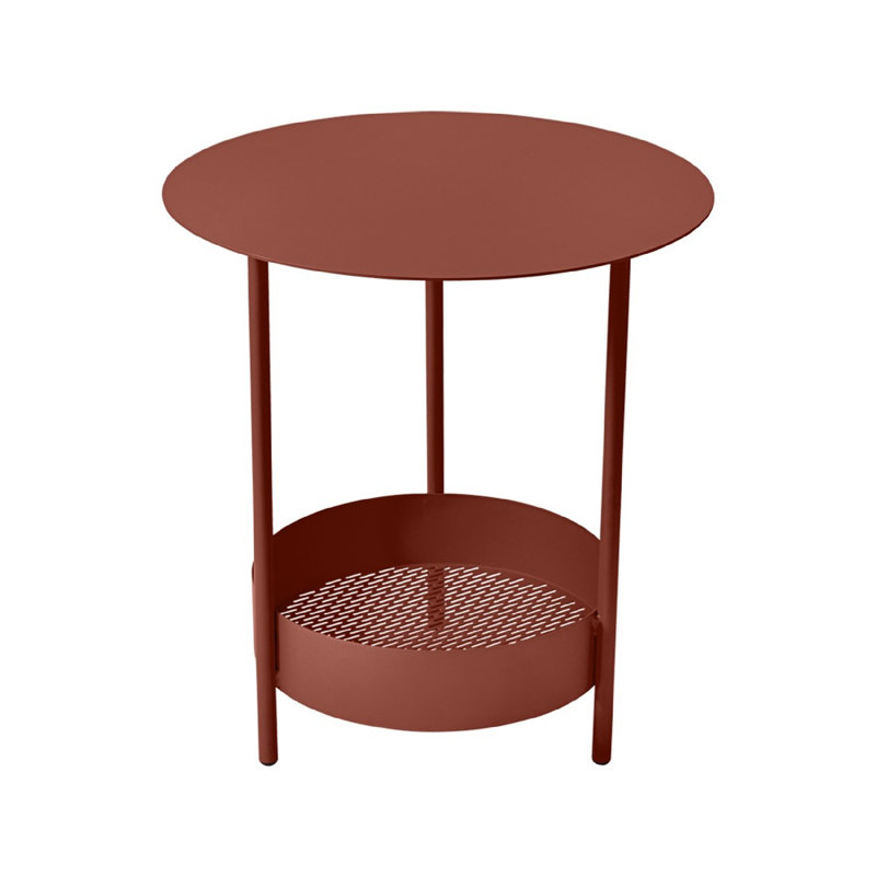 Salsa Round Metal Outdoor Side Table , 20'' in. W 20'' in. D, Red Ochre