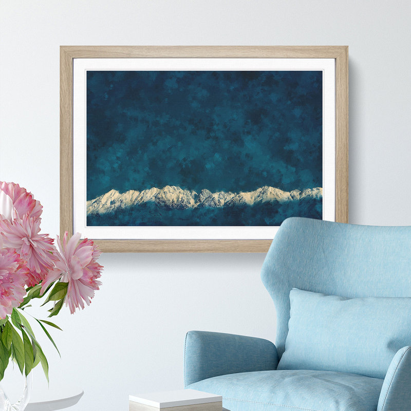 Light on the Mountain Top - Picture Frame Photograph Print, Oak Framed, 24cm H x 33cm W x 2cm D