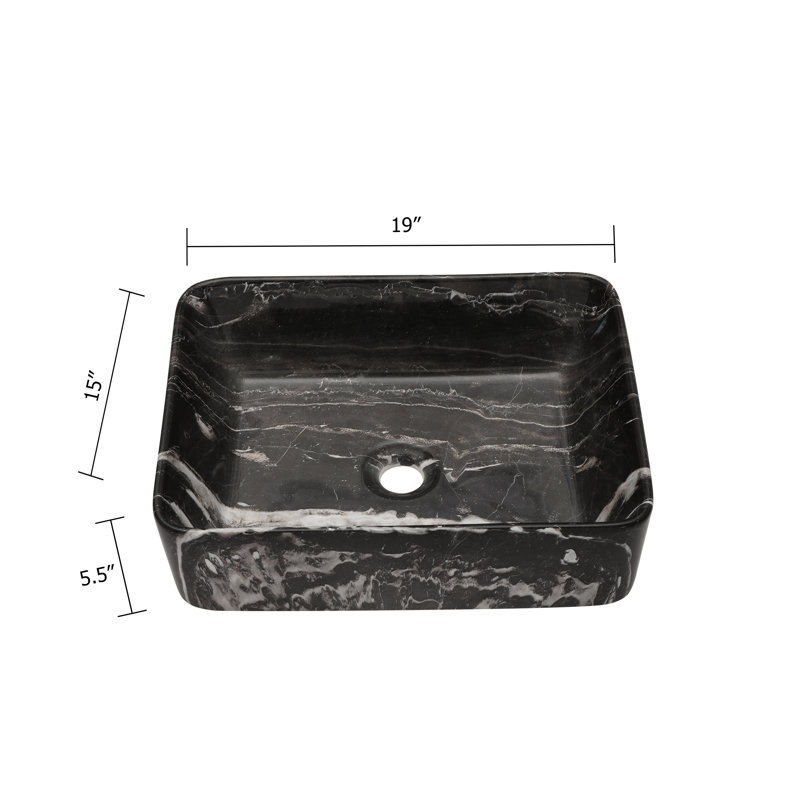 Lavabo de salle de bain rectangulaire en céramique 15 po APRESSHUI
