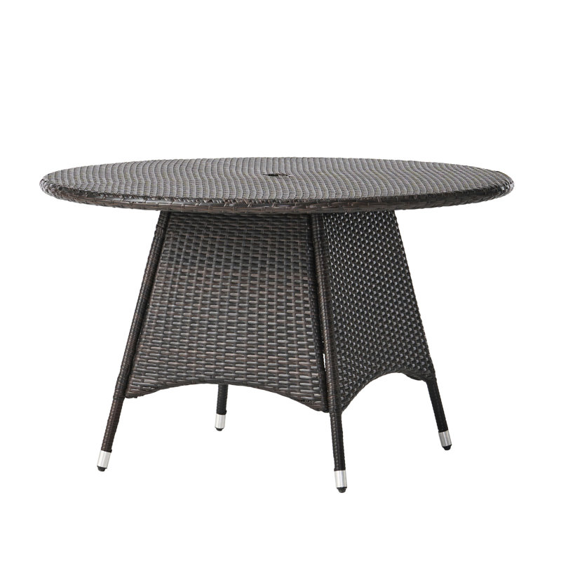 Rd Outdoor Table , 48" Square, 28.25" High, Brown, Pe & Iron, Water , Stylish Patio Diameter, Height, Brown , Iron Frame, Dining