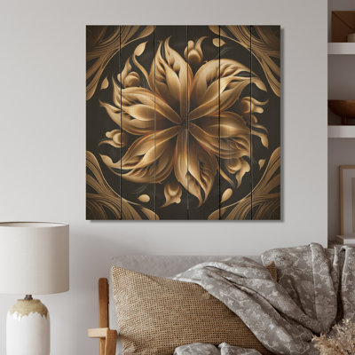 Golden Lily On Black V - Floral Lily Wall Art
