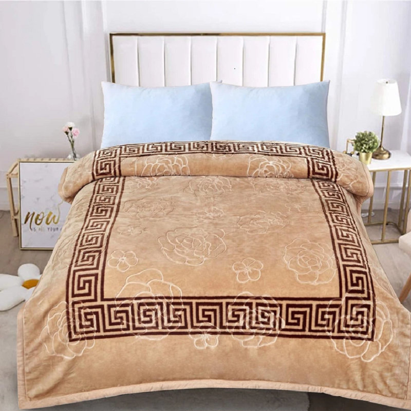 Weighted Throw Blanket, Beige Floral