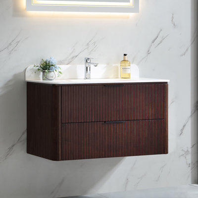 Wall-Mounted Floating Bathroom Vanity with Acrylic Top