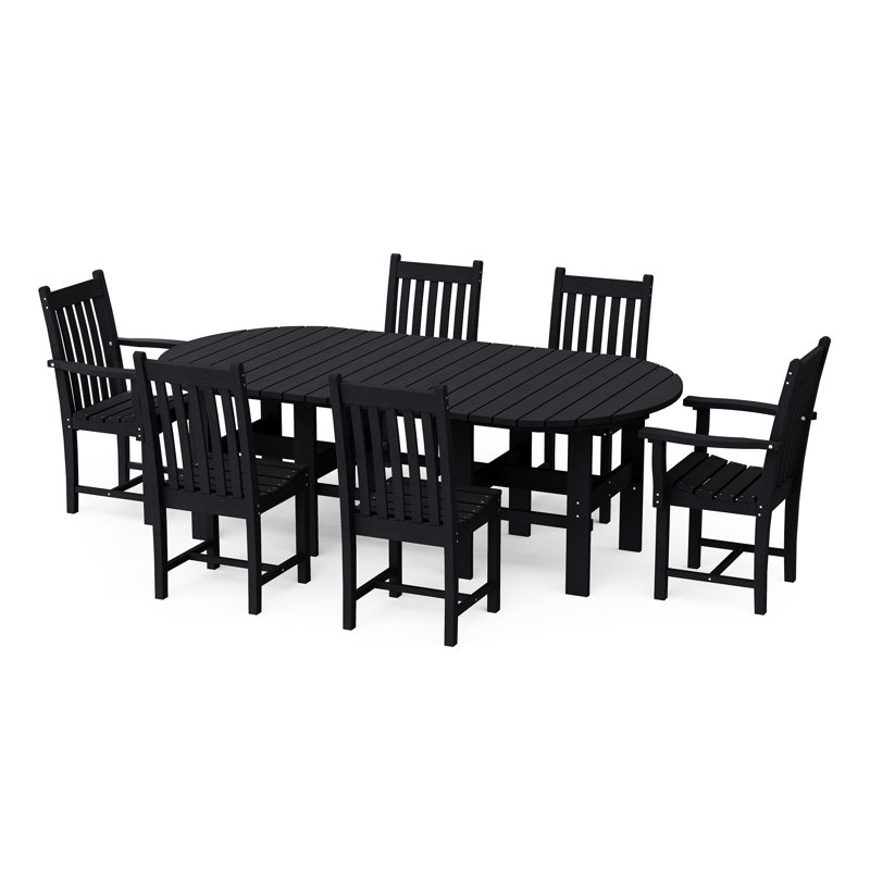 Classic 7-Piece 44" x 84" Dining Set, Black